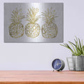 'Three Golden Pineapples' by Linda Woods – Metal Wall Art, 16x12 room view
