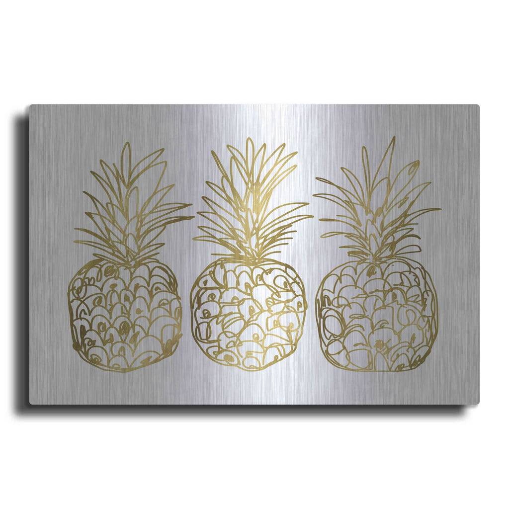 'Three Golden Pineapples' by Linda Woods – Metal Wall Art