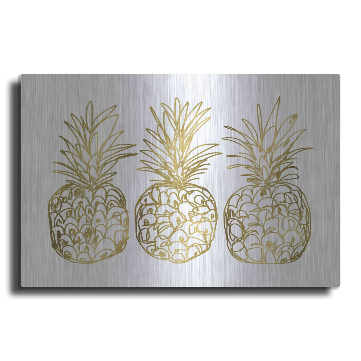 'Three Golden Pineapples' by Linda Woods – Metal Wall Art