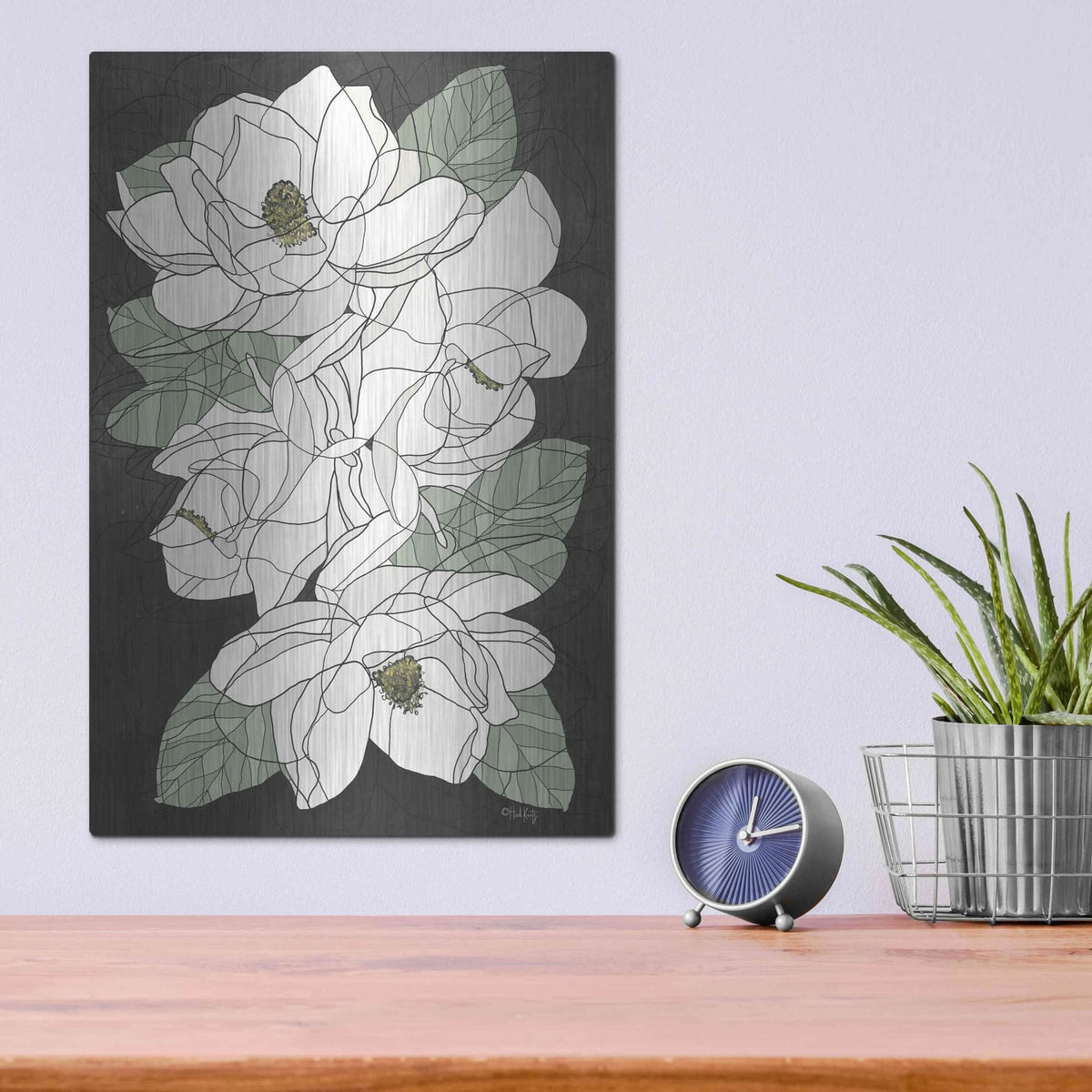 'Cascading Magnolias' by Heidi Kuntz – Metal Wall Art, 12x16 room view