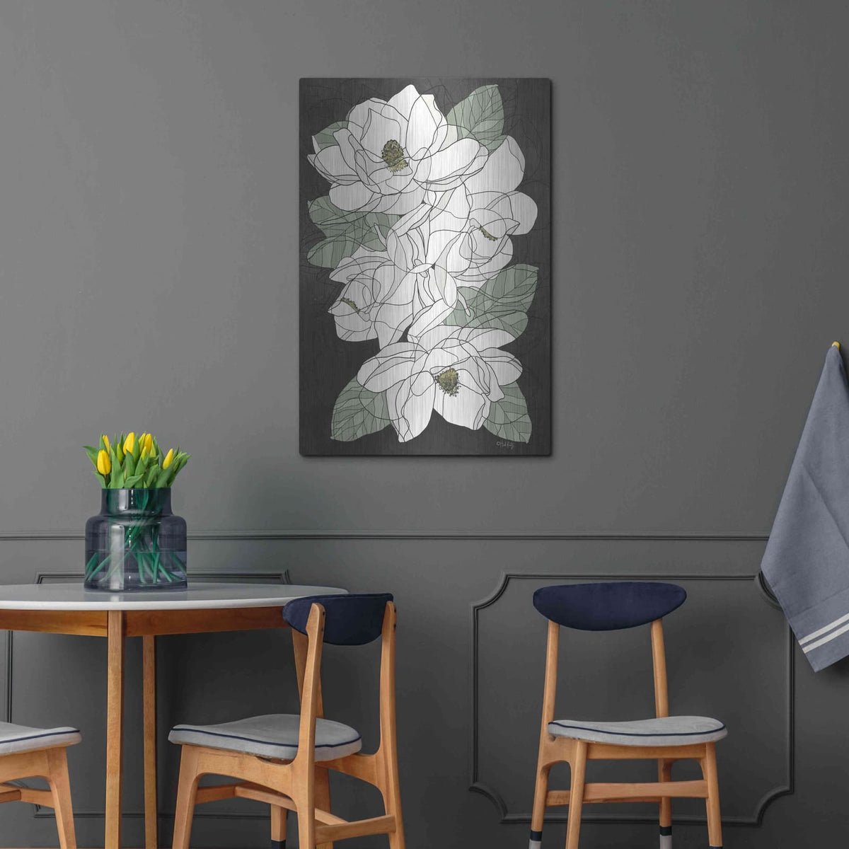'Cascading Magnolias' by Heidi Kuntz – Metal Wall Art, 24x36 room view