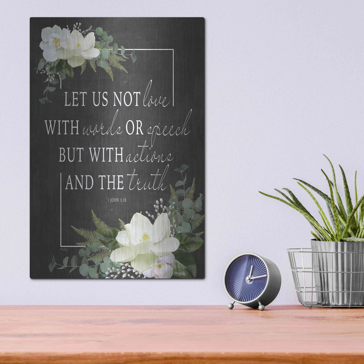 'Let Us Not Love' by Heidi Kuntz – Metal Wall Art, 12x16 room view
