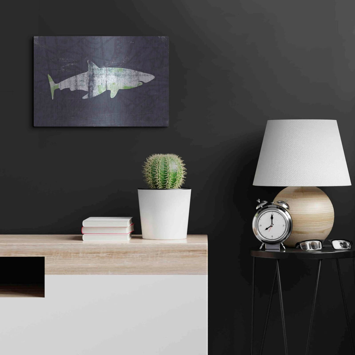 'Shark I' by Linda Woods – Metal Wall Art, 24x16 room view