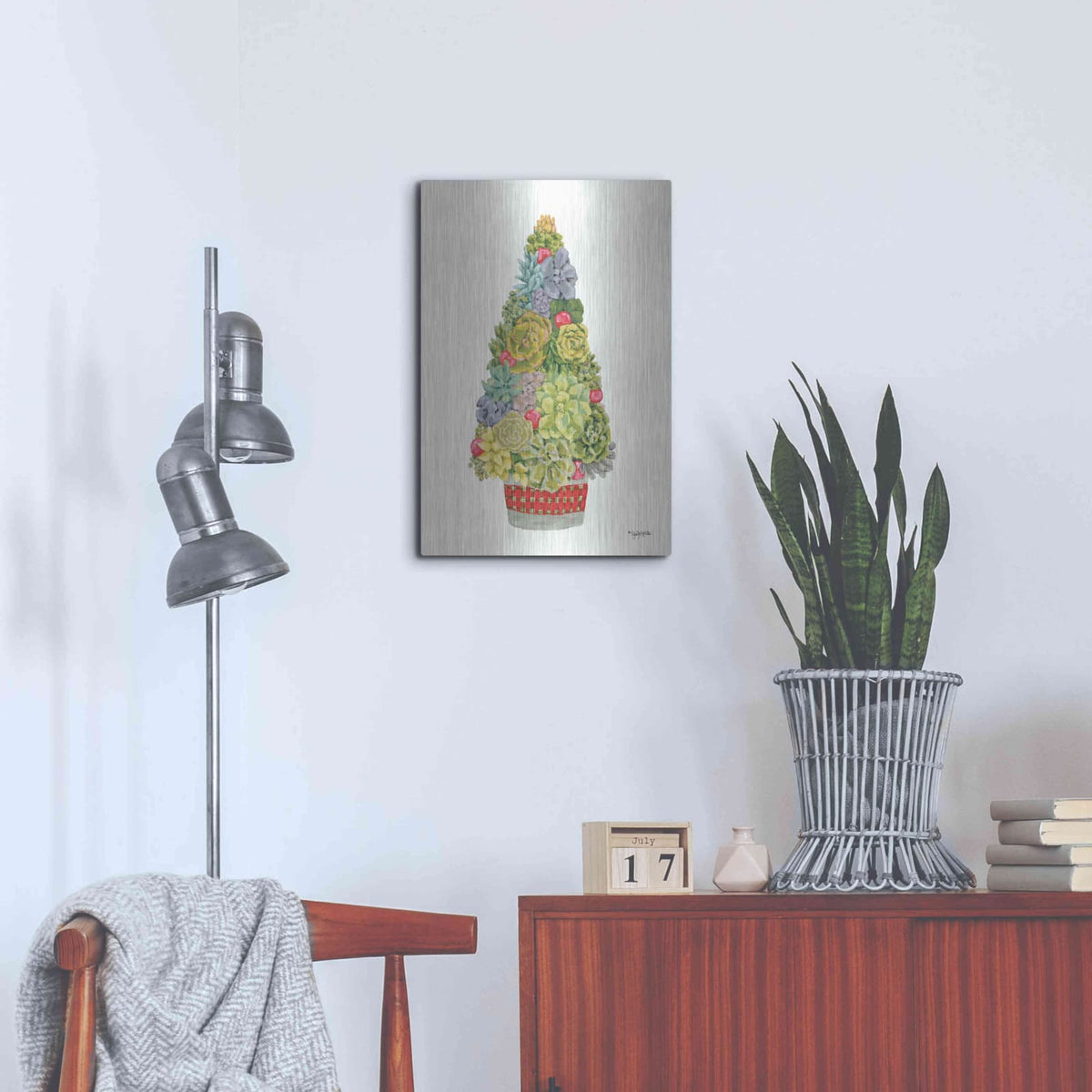 'Santa's Succulents' by Jennifer Holden – Metal Wall Art, 16x24 room view