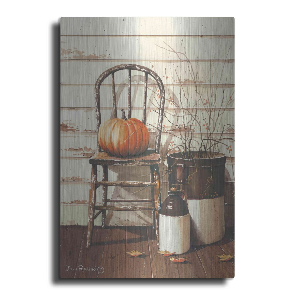 'Pumpkin & Chair' by John Rossini – Metal Wall Art