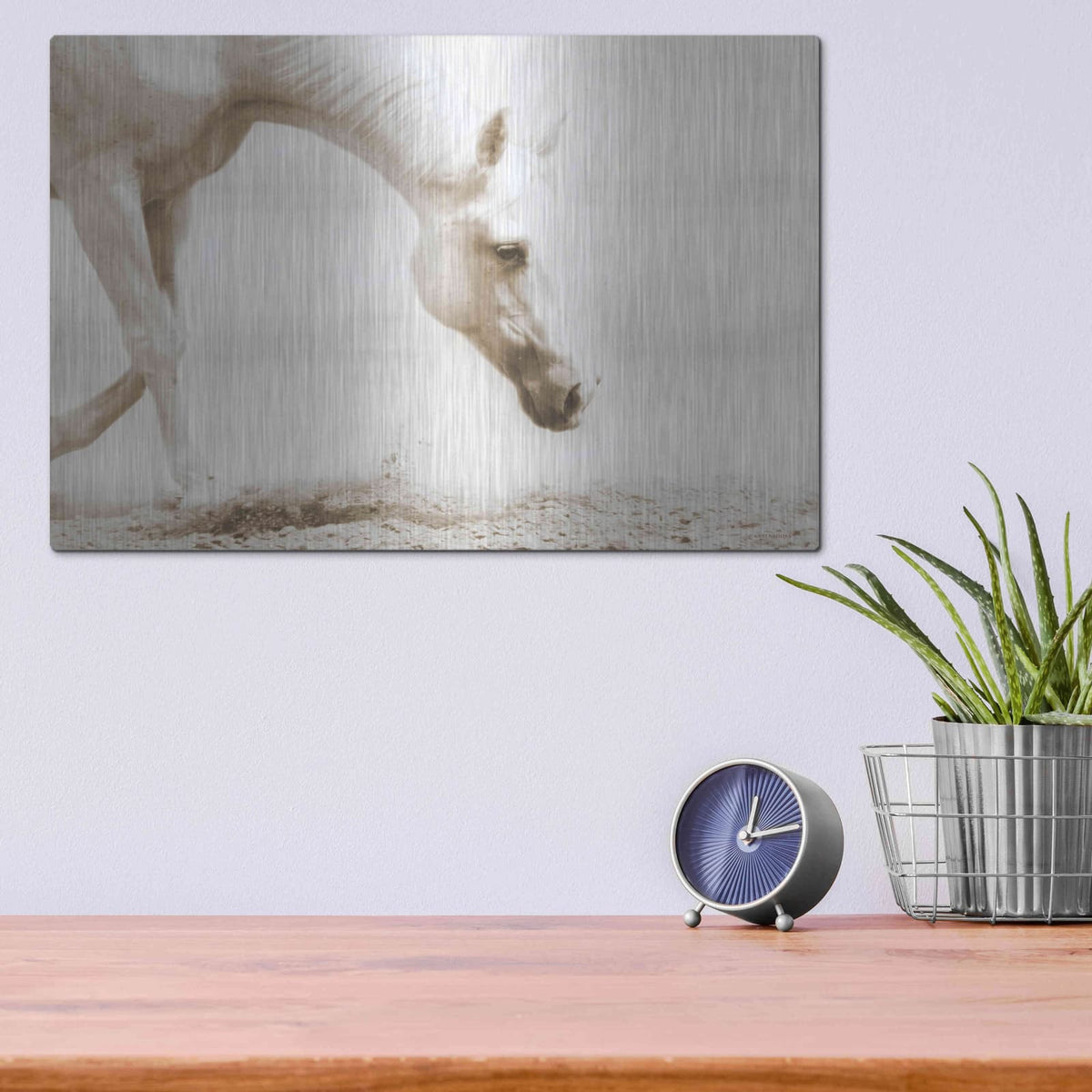 'Trail Horse Sepia' by Kari Brooks – Metal Wall Art, 16x12 room view