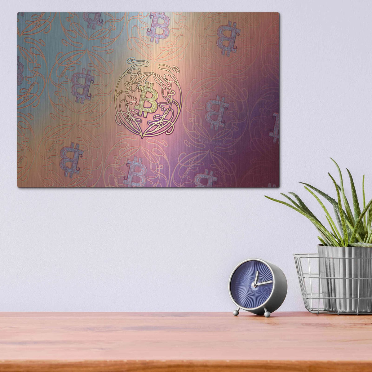'Art Nouveau Bitcoin' by Katalina Ooma – Metal Wall Art, 16x12 room view