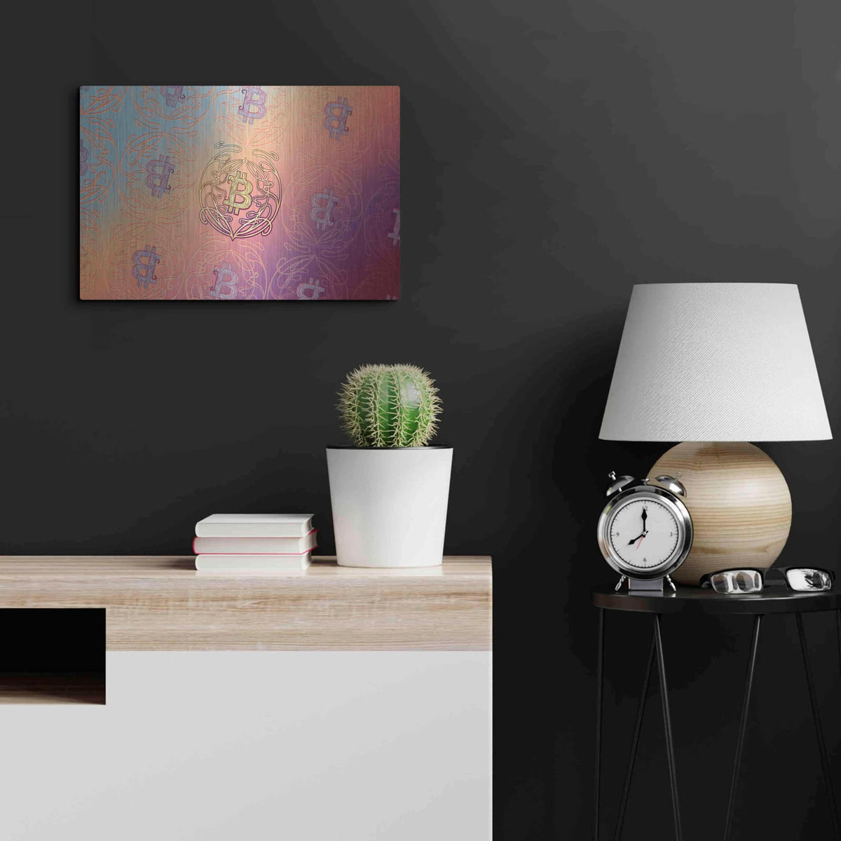 'Art Nouveau Bitcoin' by Katalina Ooma – Metal Wall Art, 24x16 room view