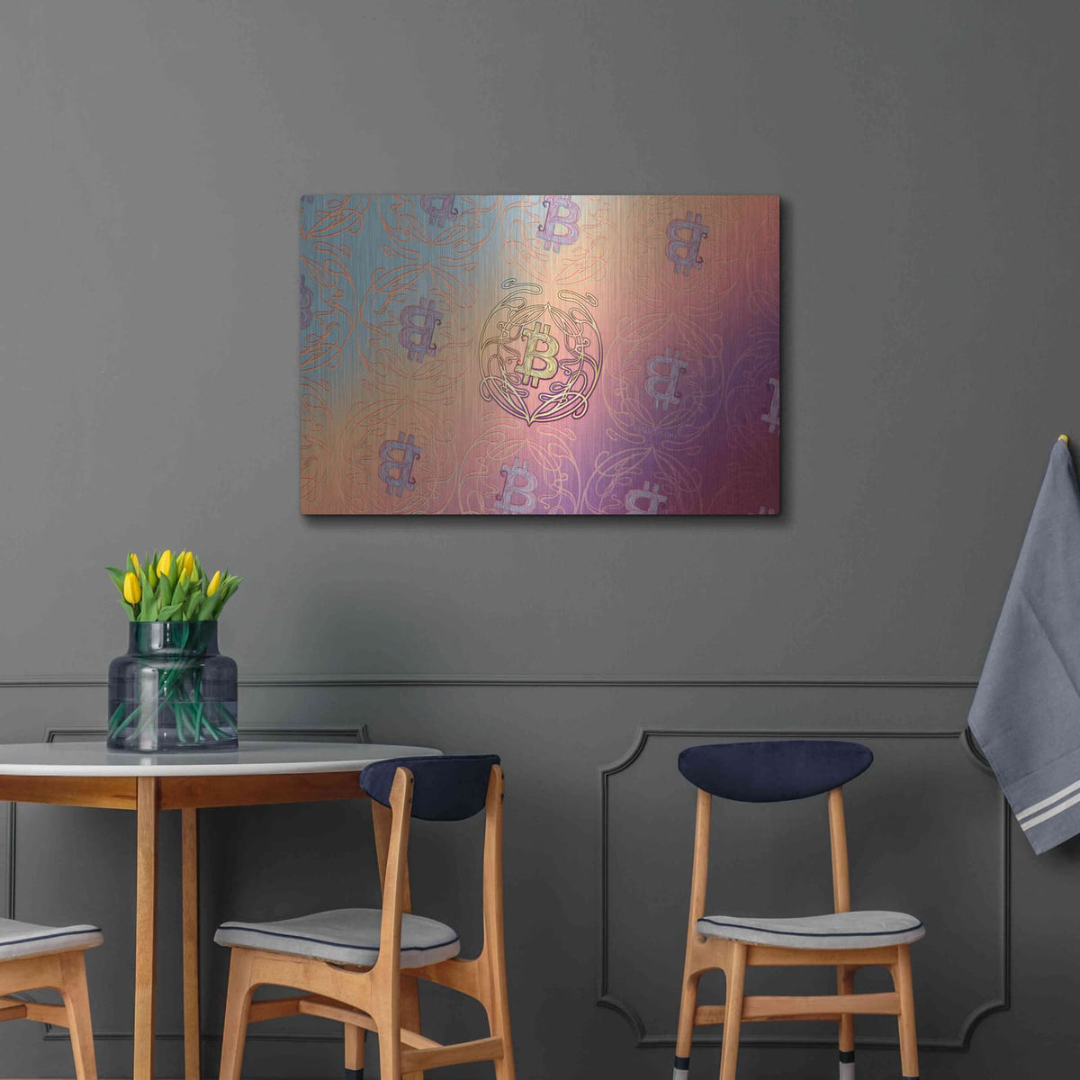 'Art Nouveau Bitcoin' by Katalina Ooma – Metal Wall Art, 36x24 room view