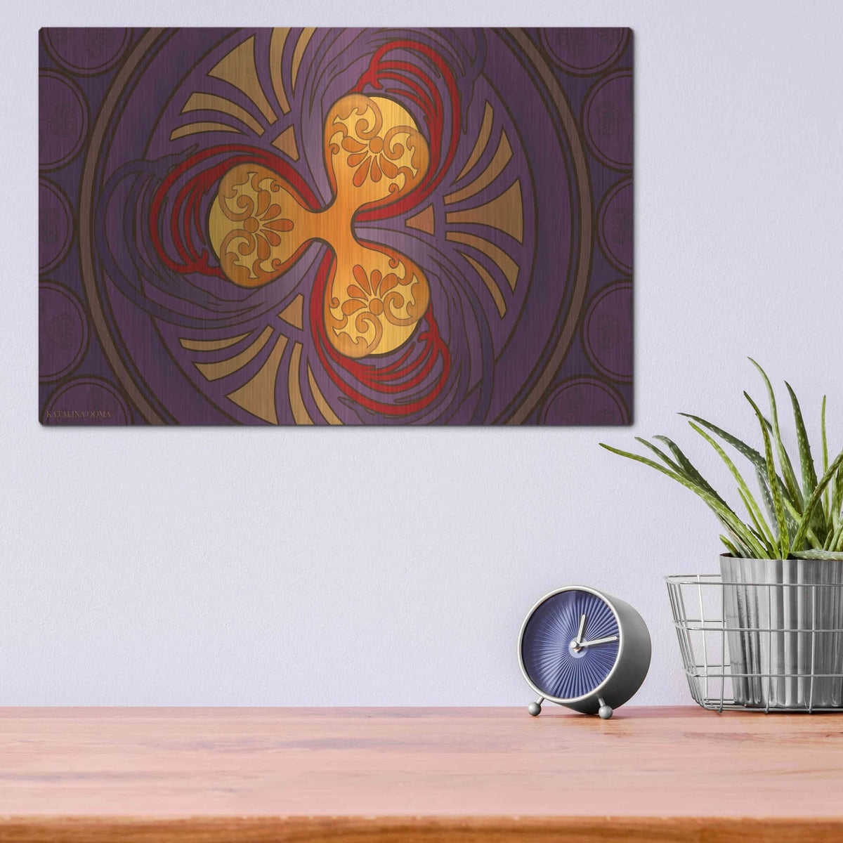 'Art Nouveau Ripple Crypto' by Katalina Ooma – Metal Wall Art, 16x12 room view