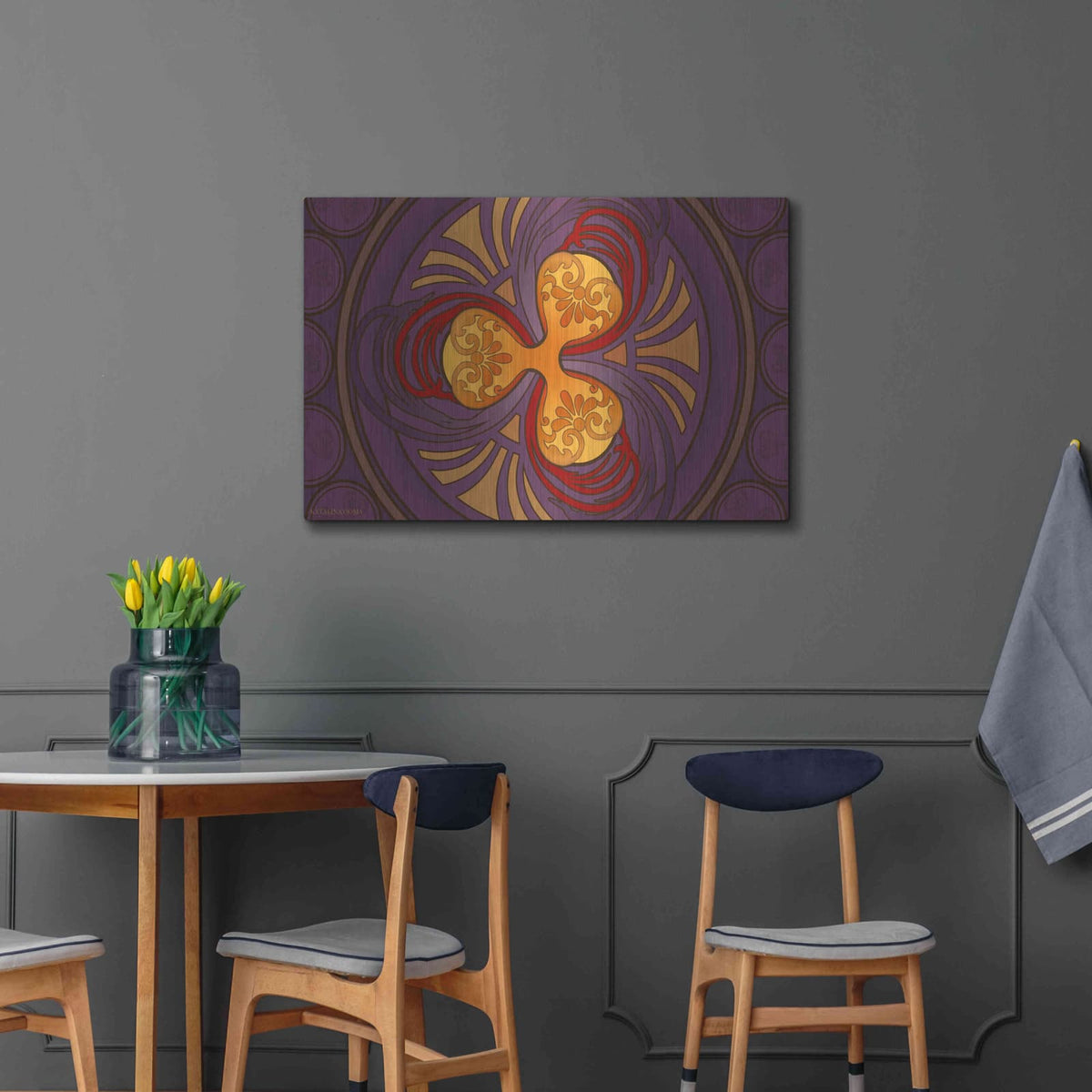 'Art Nouveau Ripple Crypto' by Katalina Ooma – Metal Wall Art, 36x24 room view