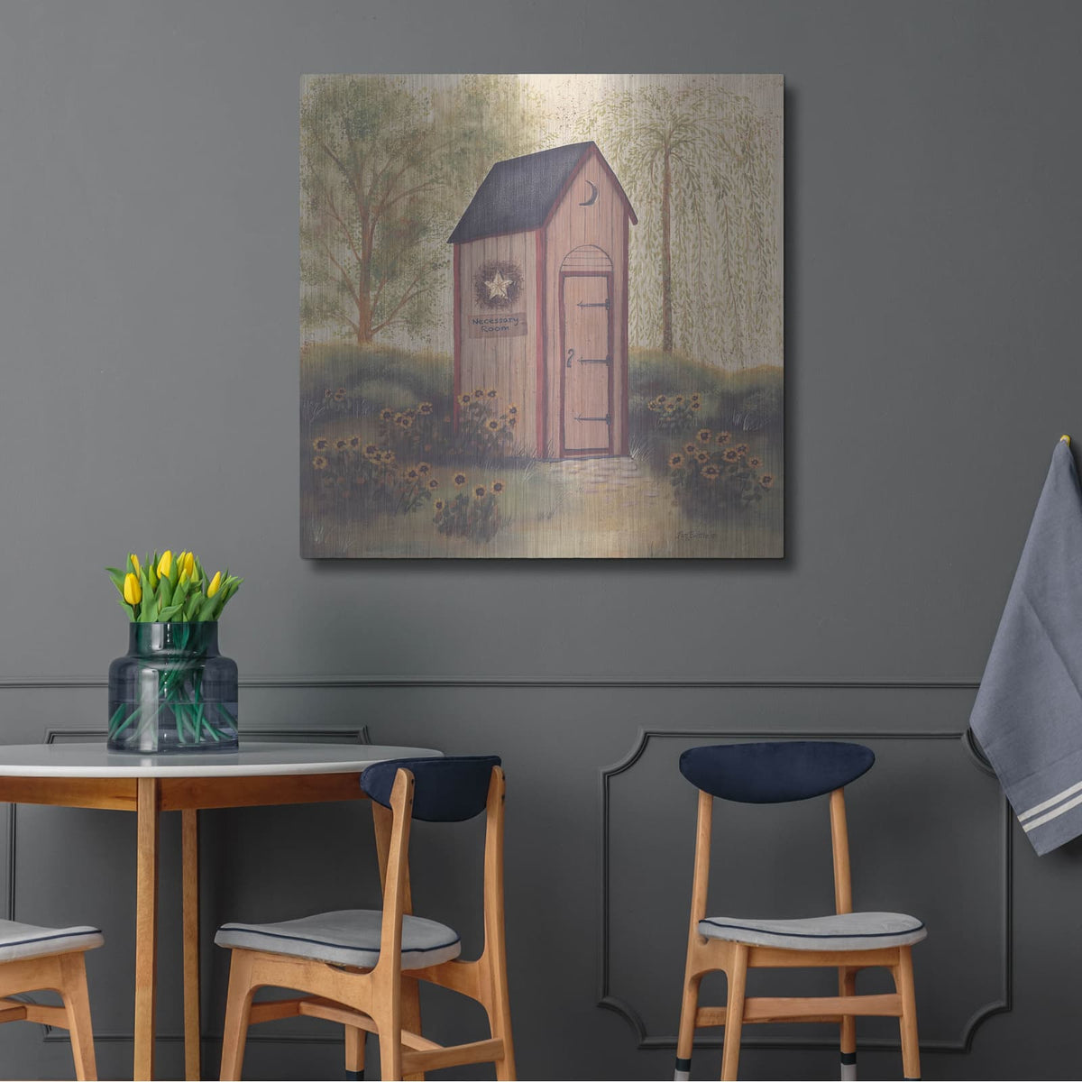 'Folk Art Outhouse I' by Pam Britton – Metal Wall Art, 36x36 room view