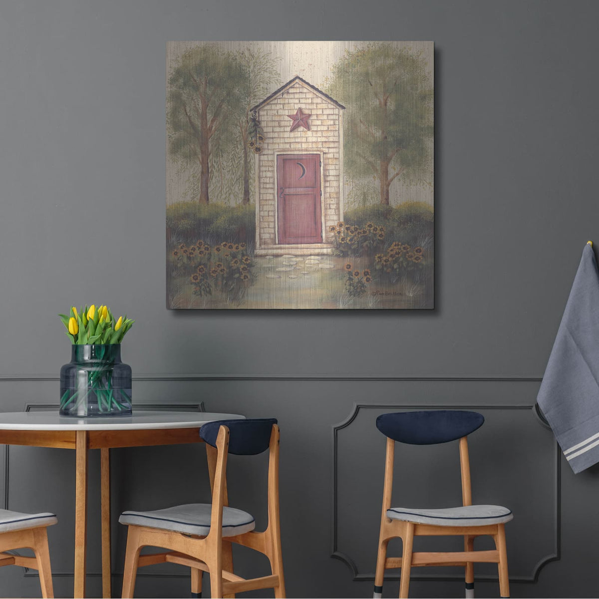 'Folk Art Outhouse III' by Pam Britton – Metal Wall Art, 36x36 room view