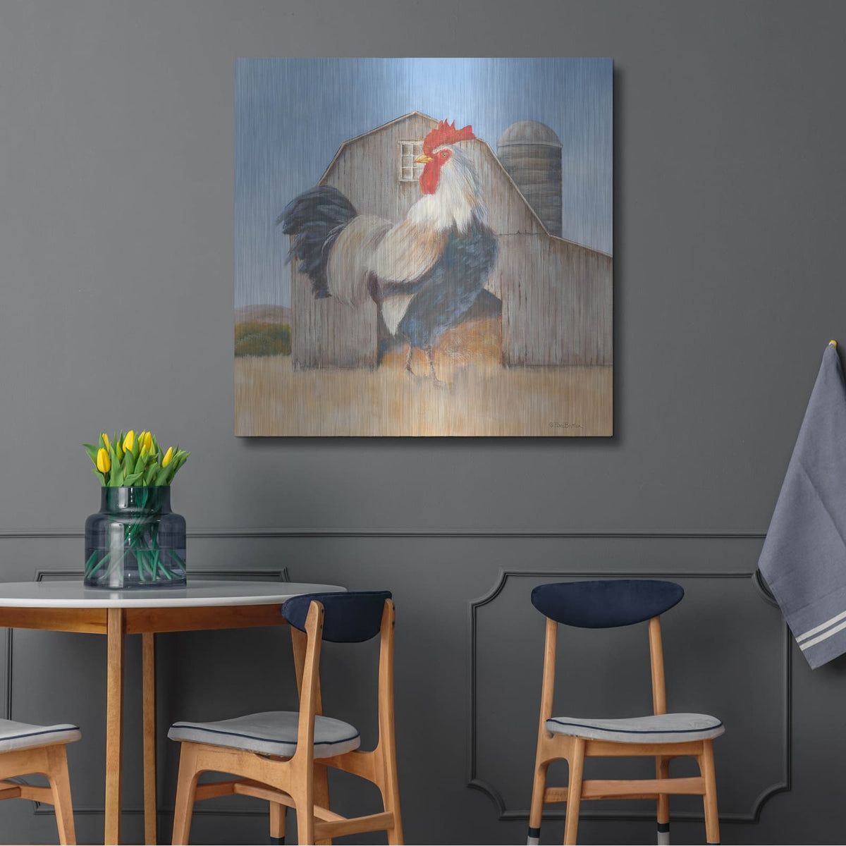 'Country Rooster' by Pam Britton – Metal Wall Art, 36x36 room view