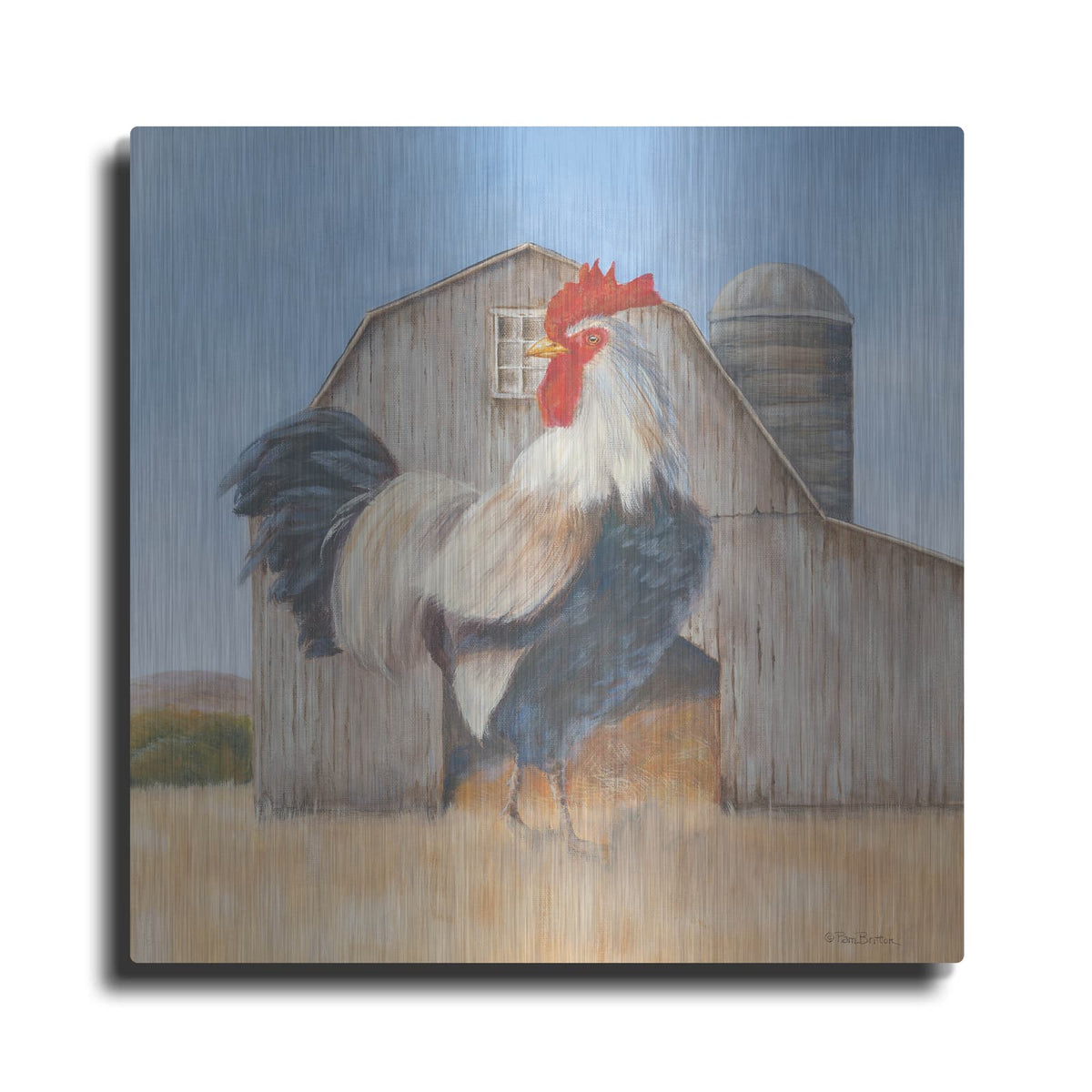 'Country Rooster' by Pam Britton – Metal Wall Art