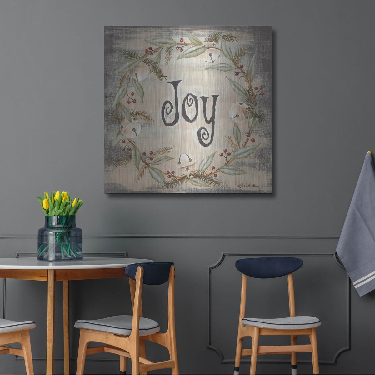 'Jingle Joy Wreath' by Pam Britton – Metal Wall Art, 36x36 room view