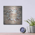 'Cotton Wreath Holiday' by Pam Britton – Metal Wall Art, 12x12 room view