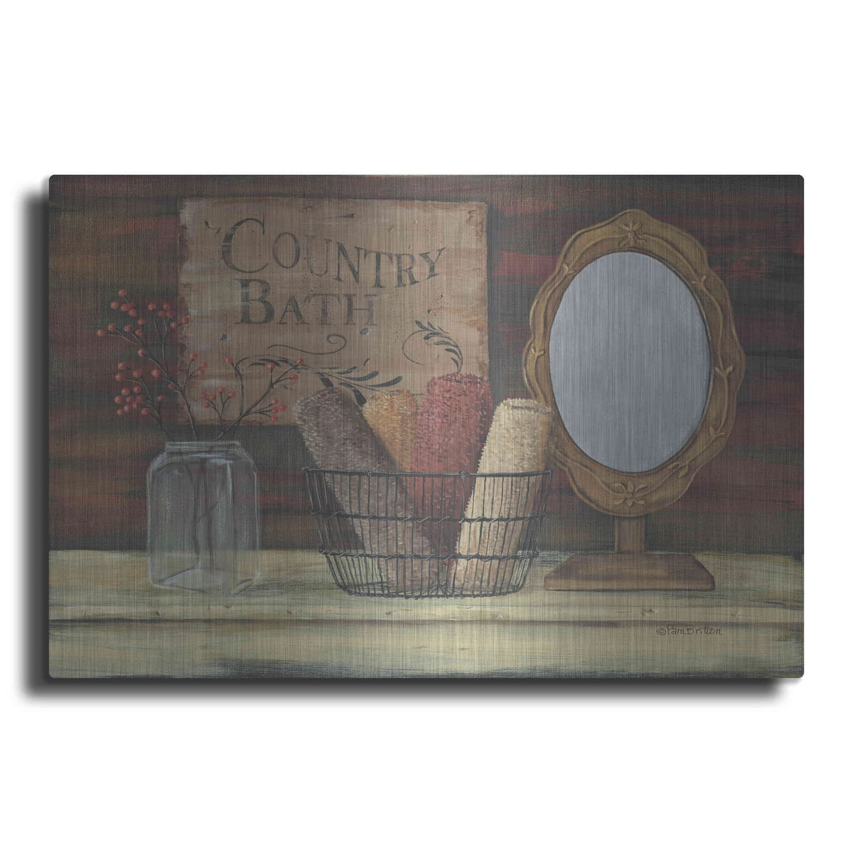 'Country Bath' by Pam Britton – Metal Wall Art