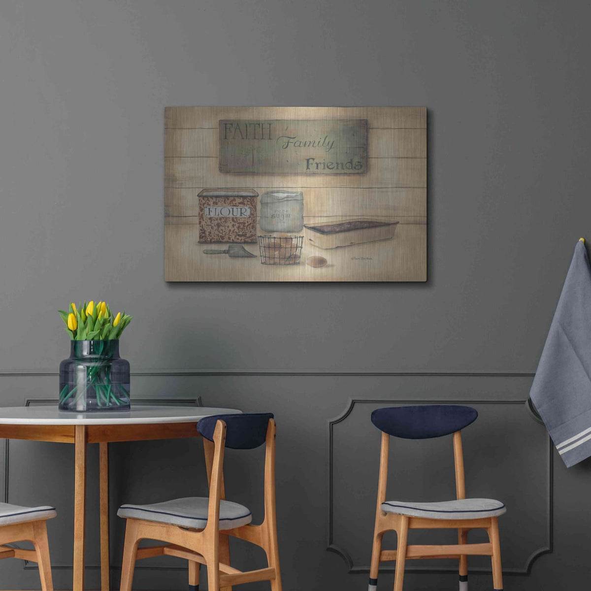 'Faith Family Friends' by Pam Britton – Metal Wall Art, 36x24 room view
