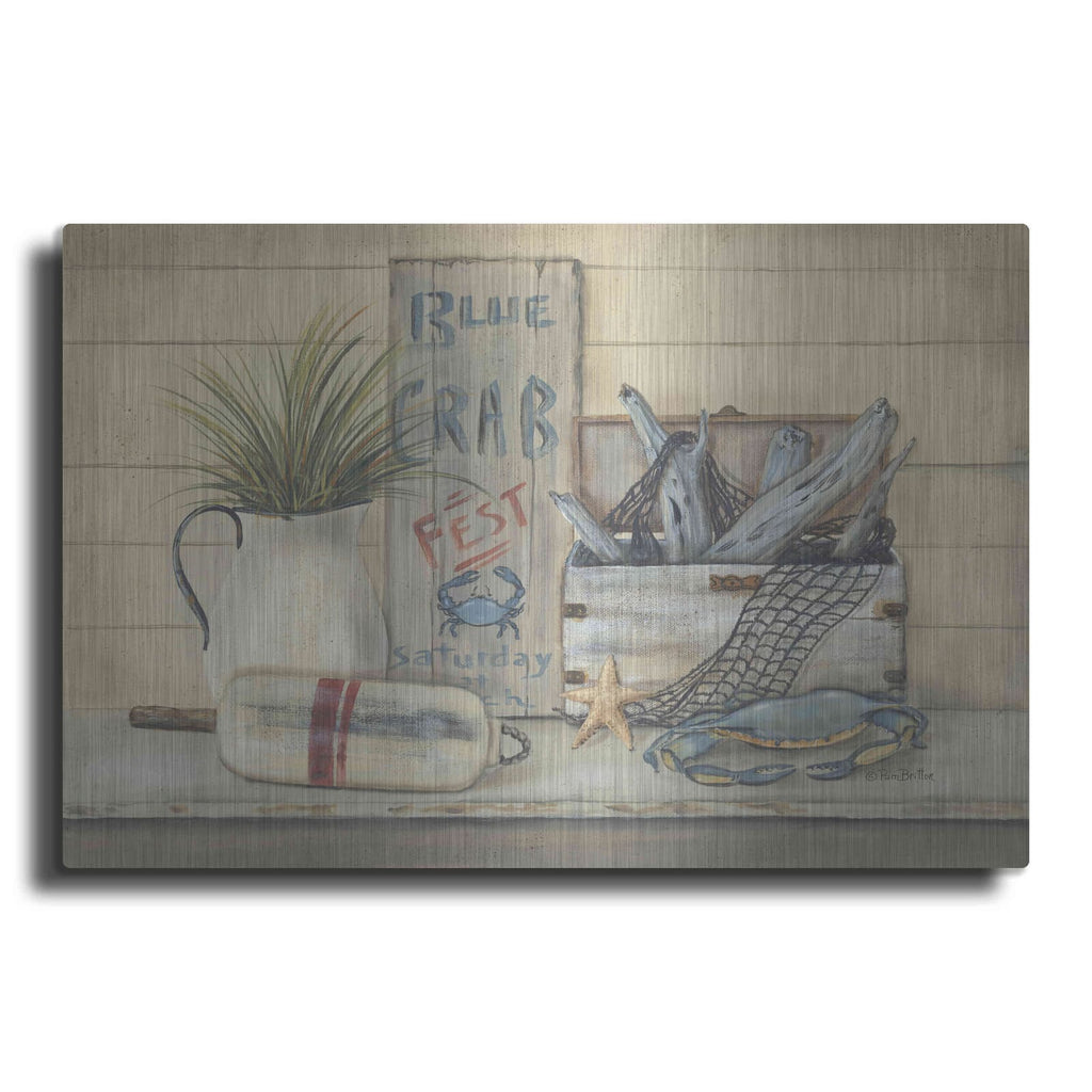 'Blue Crab Fest' by Pam Britton – Metal Wall Art