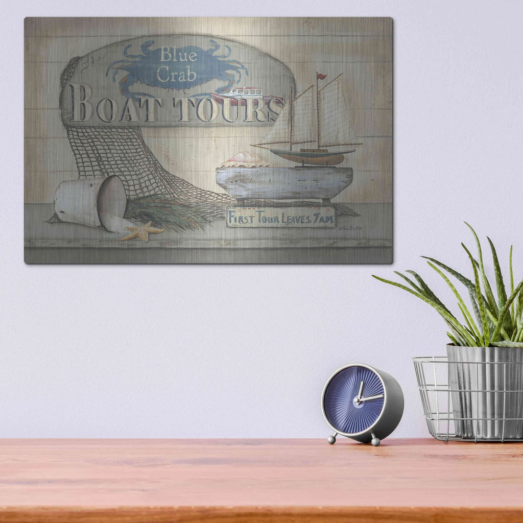 'Blue Crab Boat Tours' by Pam Britton – Metal Wall Art, 16x12 room view