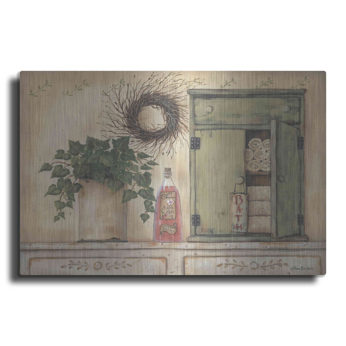 'Cherry Blossom Bath' by Pam Britton – Metal Wall Art