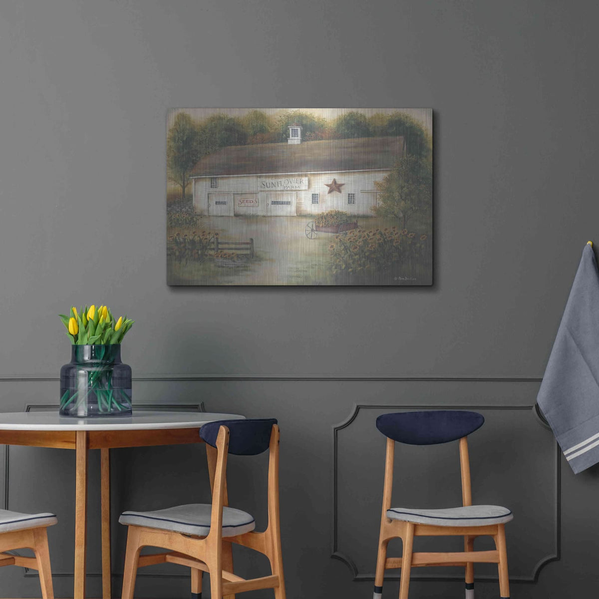 'Caleb's Sunflower Farm' by Pam Britton – Metal Wall Art, 36x24 room view