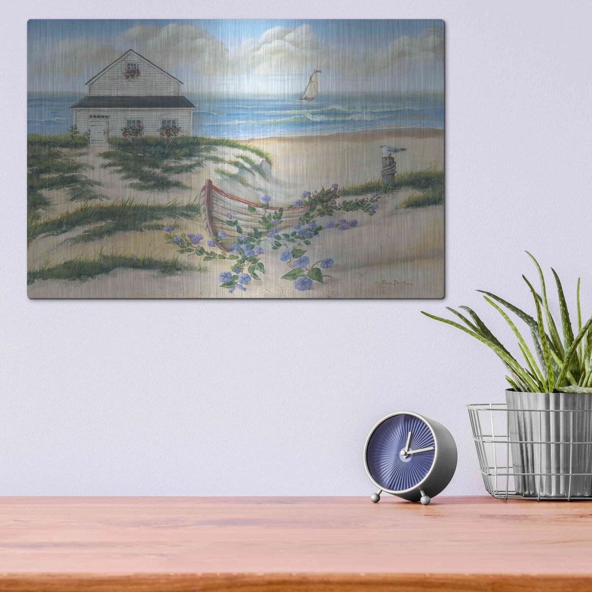 'Beach Cottage II' by Pam Britton – Metal Wall Art, 16x12 room view