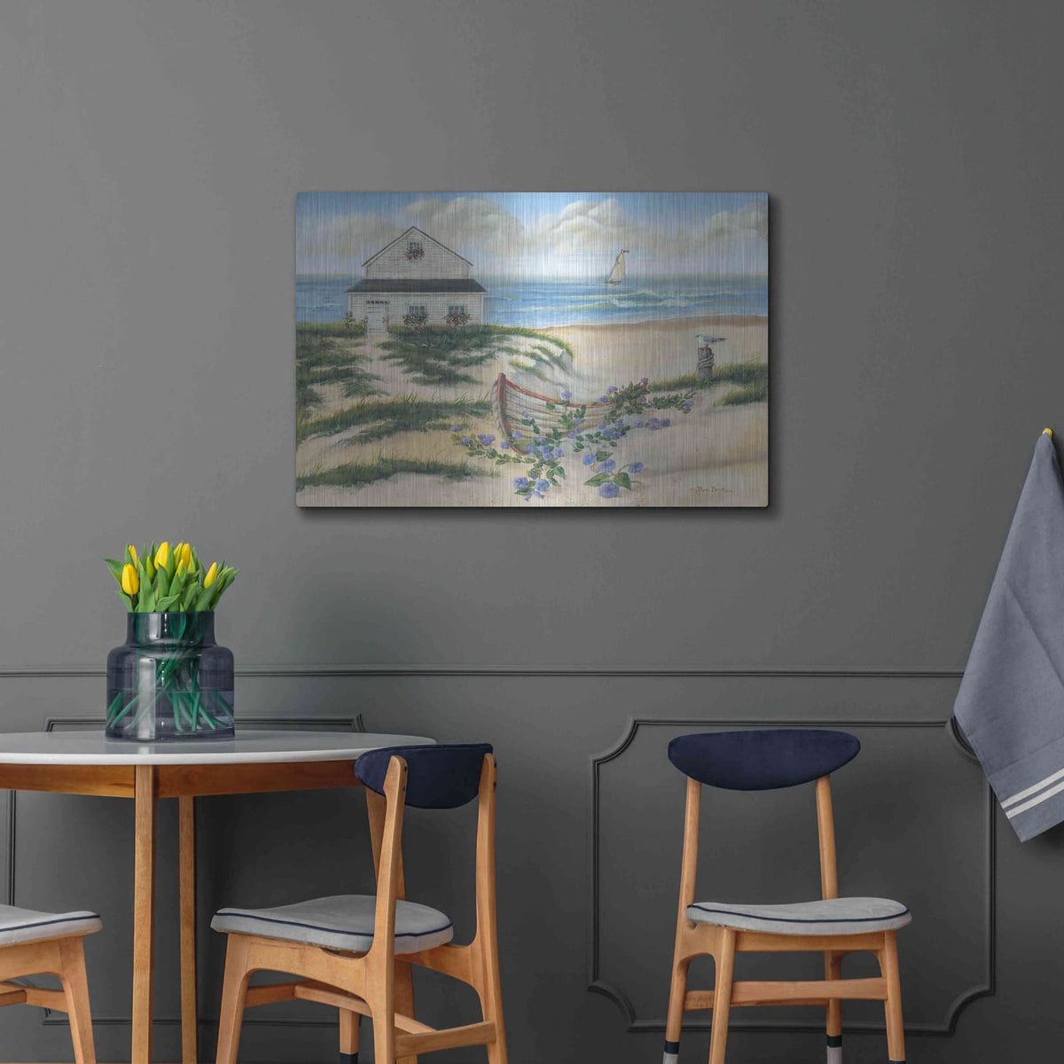 'Beach Cottage II' by Pam Britton – Metal Wall Art, 36x24 room view