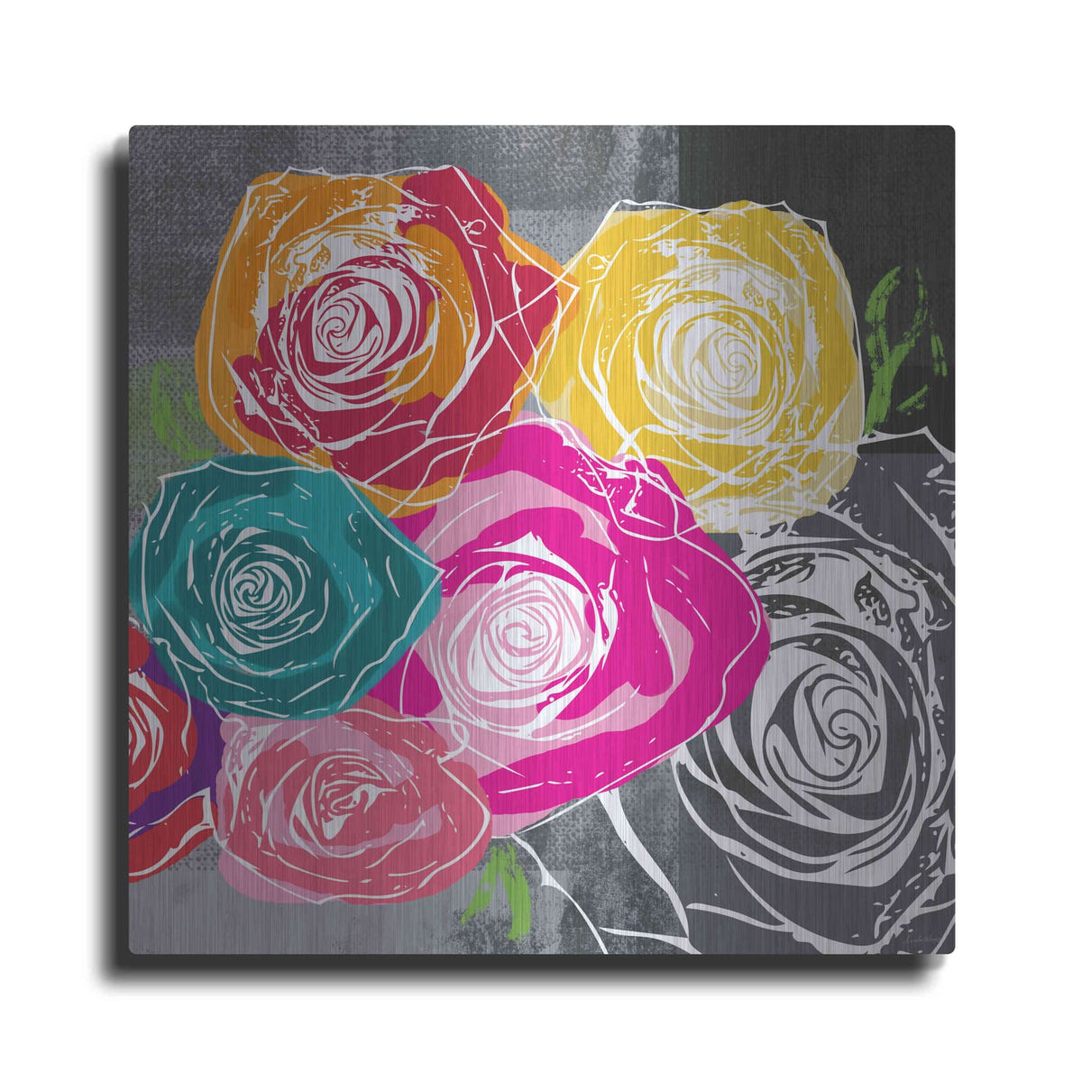 'Colorful Roses II' by Linda Woods – Metal Wall Art