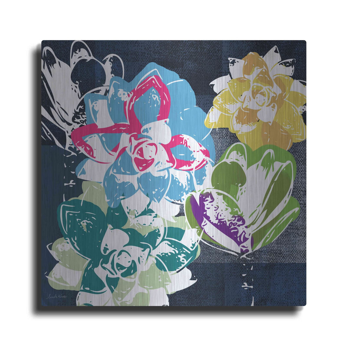 'Colorful Succulents II' by Linda Woods – Metal Wall Art