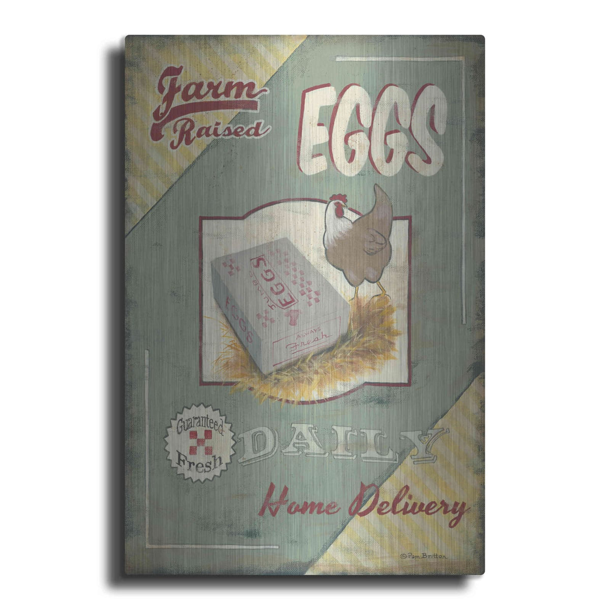 'Farm Raised Eggs' by Pam Britton – Metal Wall Art