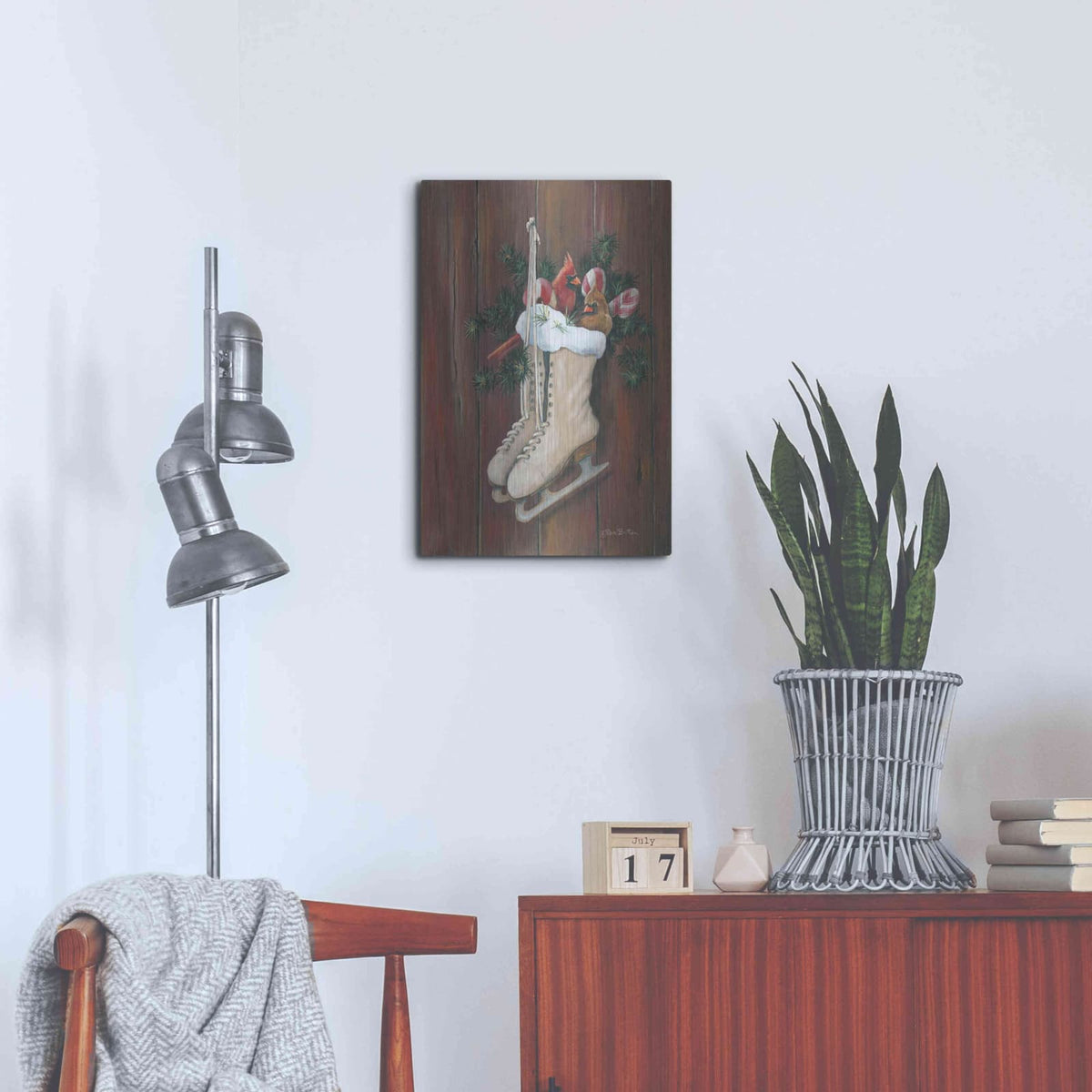 'Cardinals & Skates' by Pam Britton – Metal Wall Art, 16x24 room view