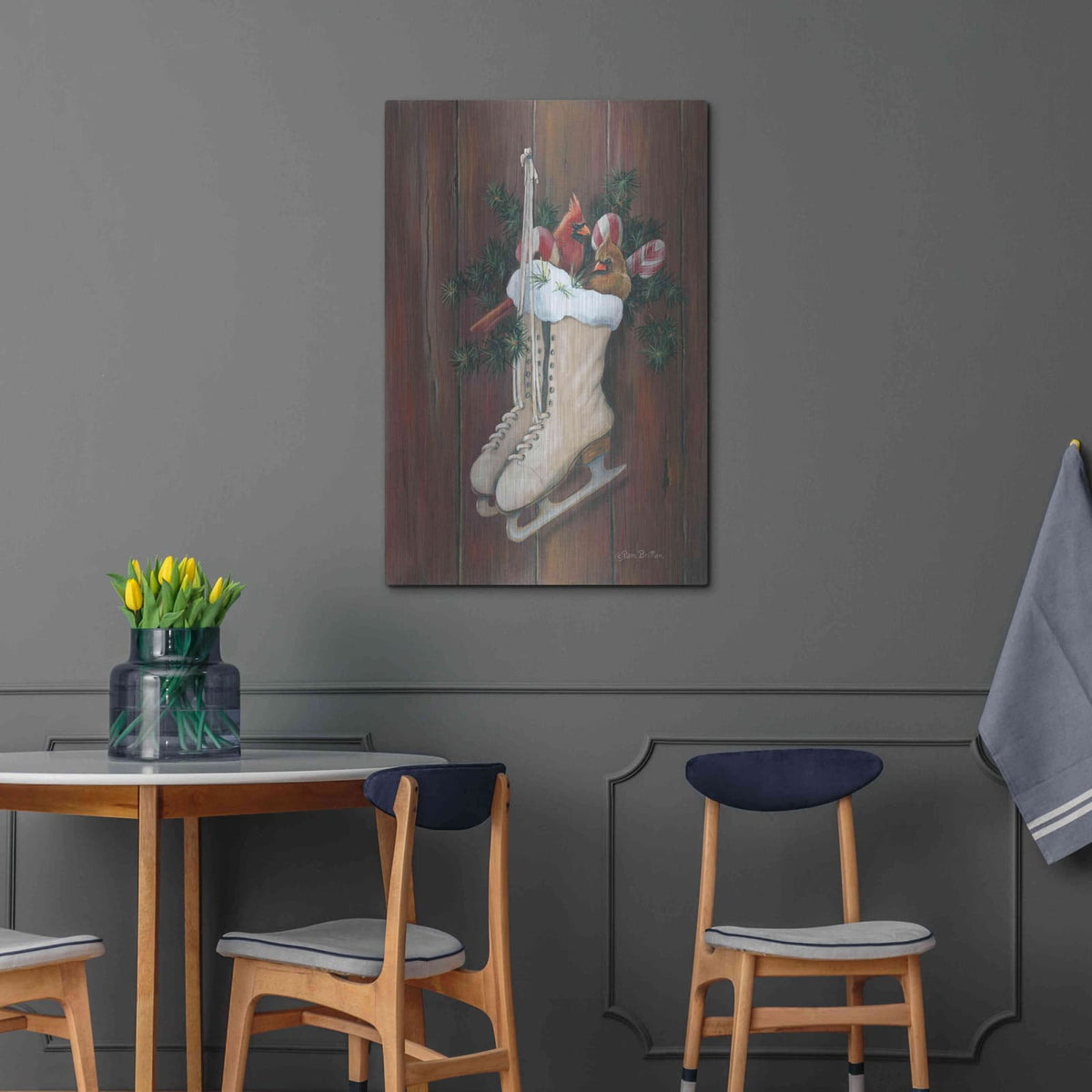 'Cardinals & Skates' by Pam Britton – Metal Wall Art, 24x36 room view