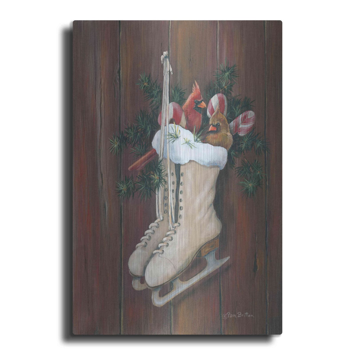 'Cardinals & Skates' by Pam Britton – Metal Wall Art