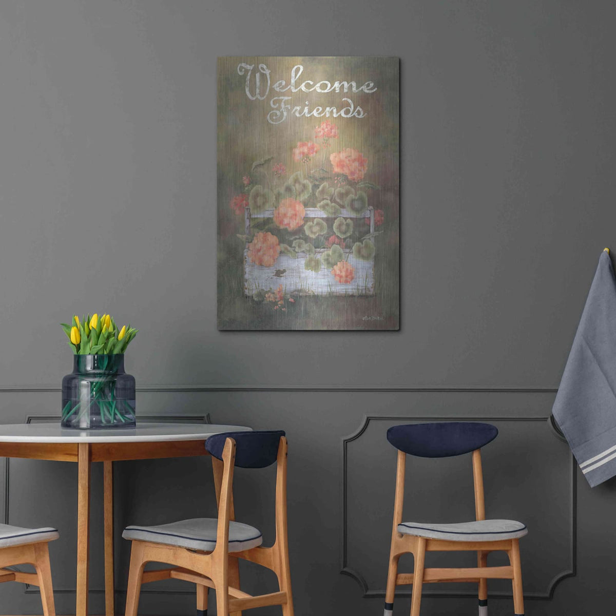 'Spring Geraniums' by Pam Britton – Metal Wall Art, 24x36 room view