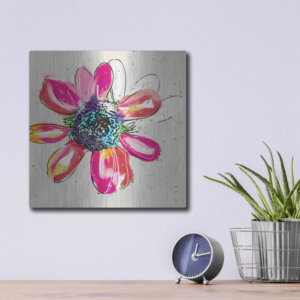 'Colorful Daisy' by Linda Woods – Metal Wall Art, 12x12 room view