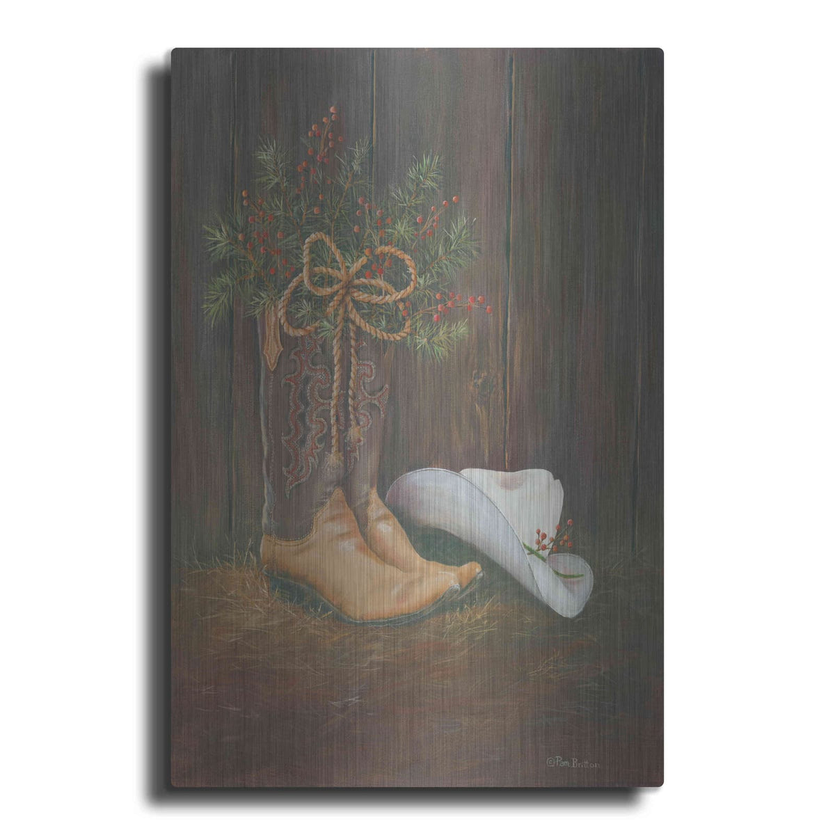 'Cowboy Christmas' by Pam Britton – Metal Wall Art