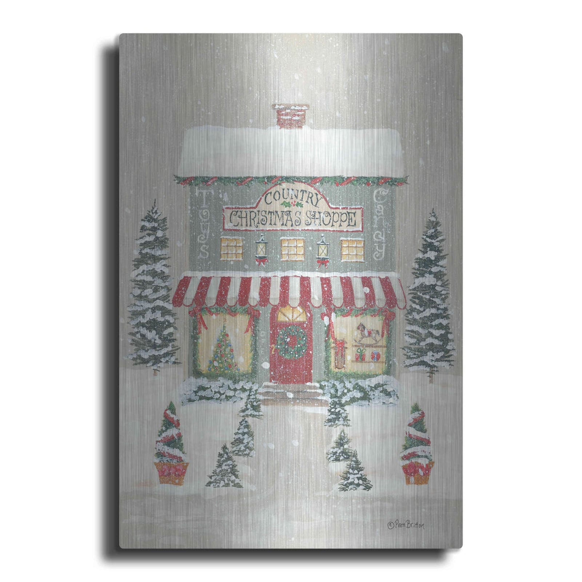 'Country Christmas Shoppe' by Pam Britton – Metal Wall Art