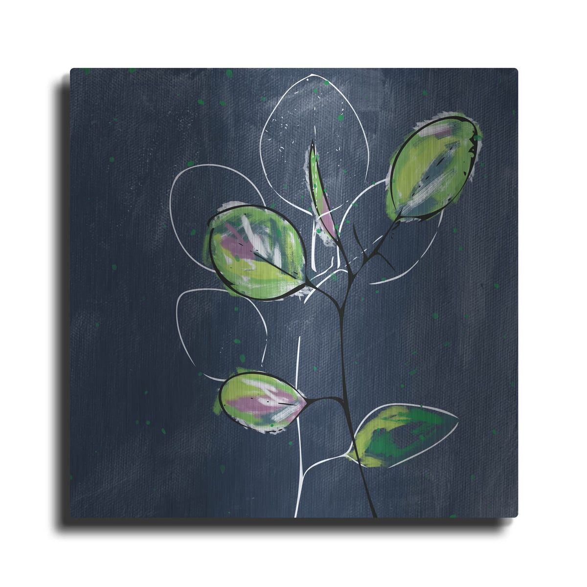 'Eucalyptus on Blue' by Linda Woods – Metal Wall Art