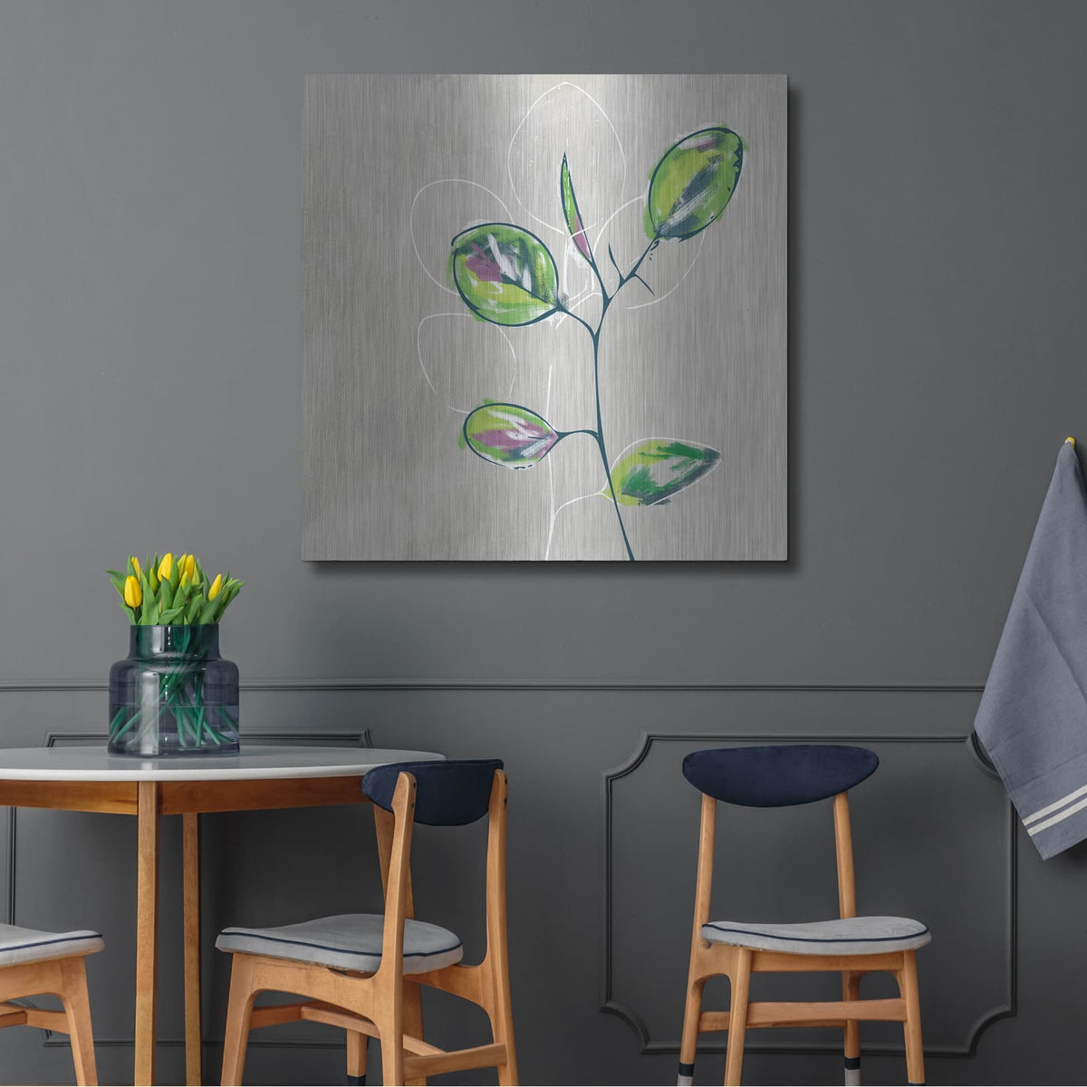 'Eucalyptus on Sand' by Linda Woods – Metal Wall Art, 36x36 room view