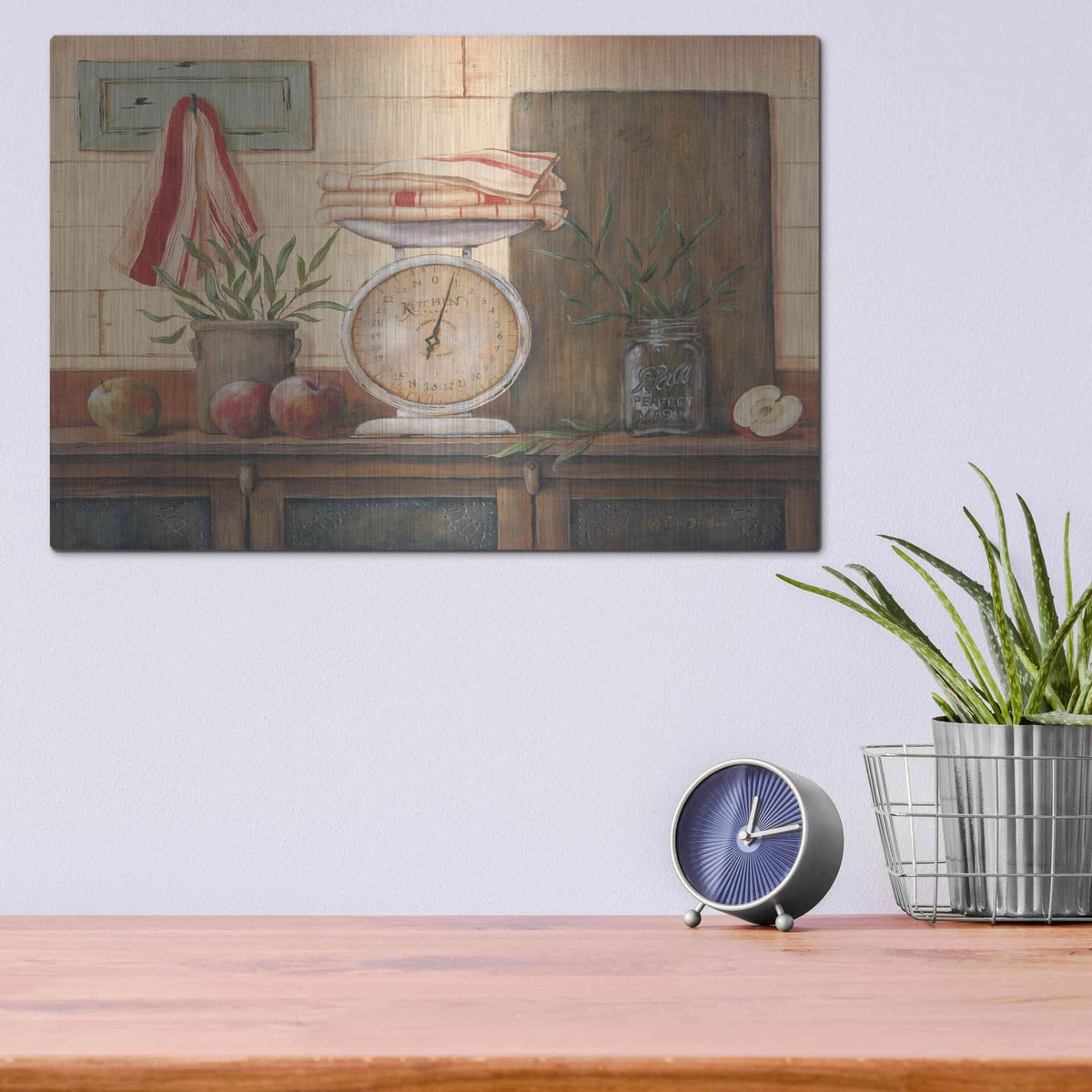 'Apples and Tea Towels I' by Pam Britton – Metal Wall Art, 16x12 room view