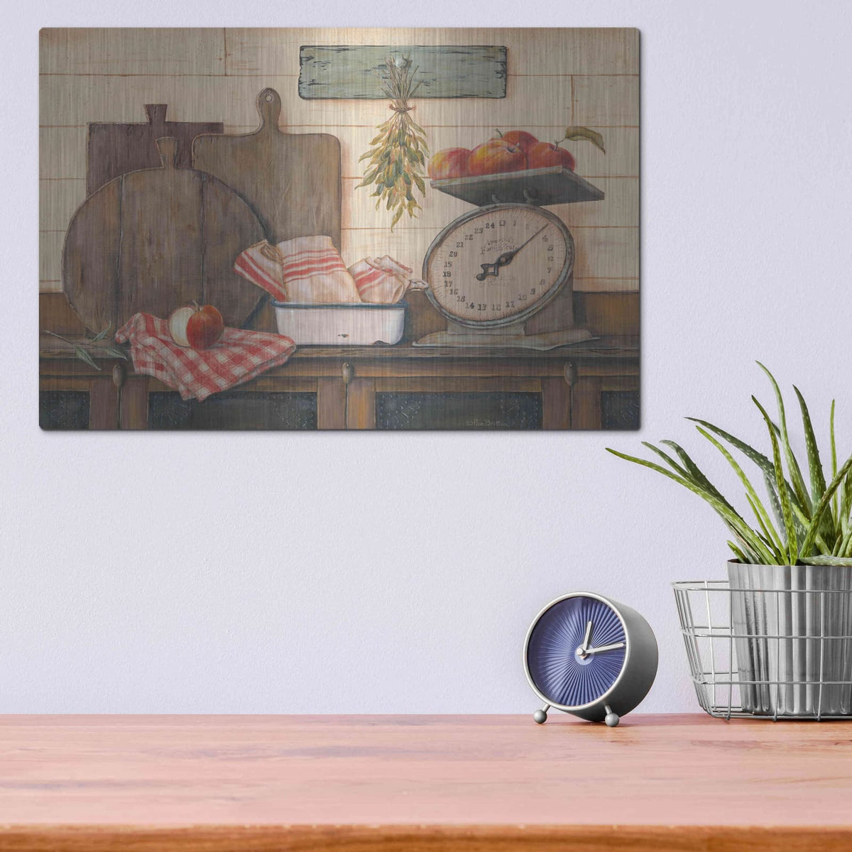 'Apples and Tea Towels II' by Pam Britton – Metal Wall Art, 16x12 room view