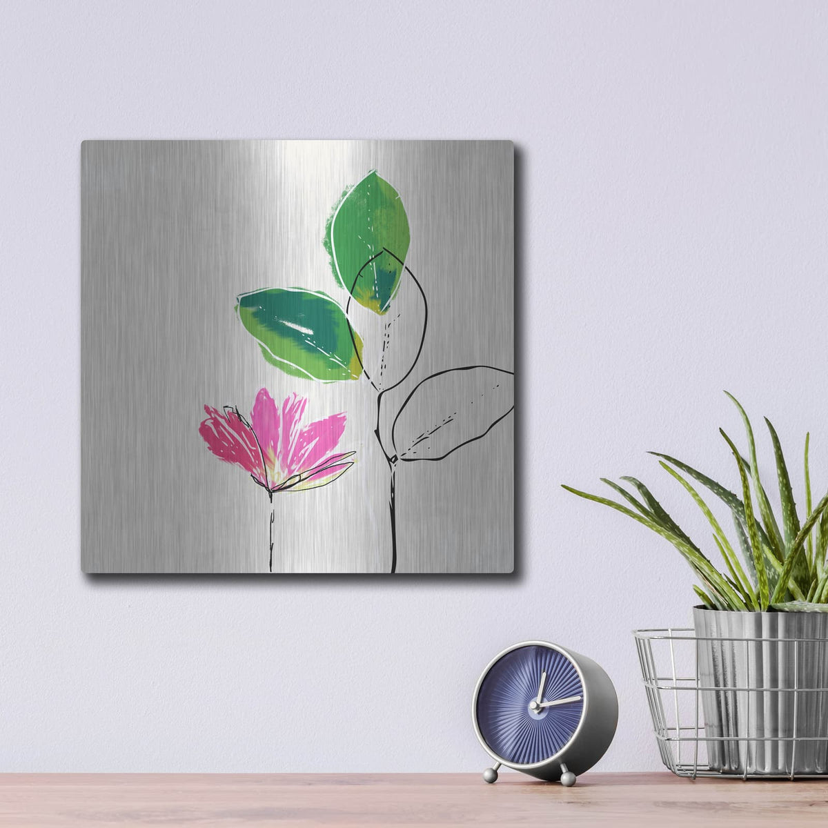 'Spring Flower' by Linda Woods – Metal Wall Art, 12x12 room view
