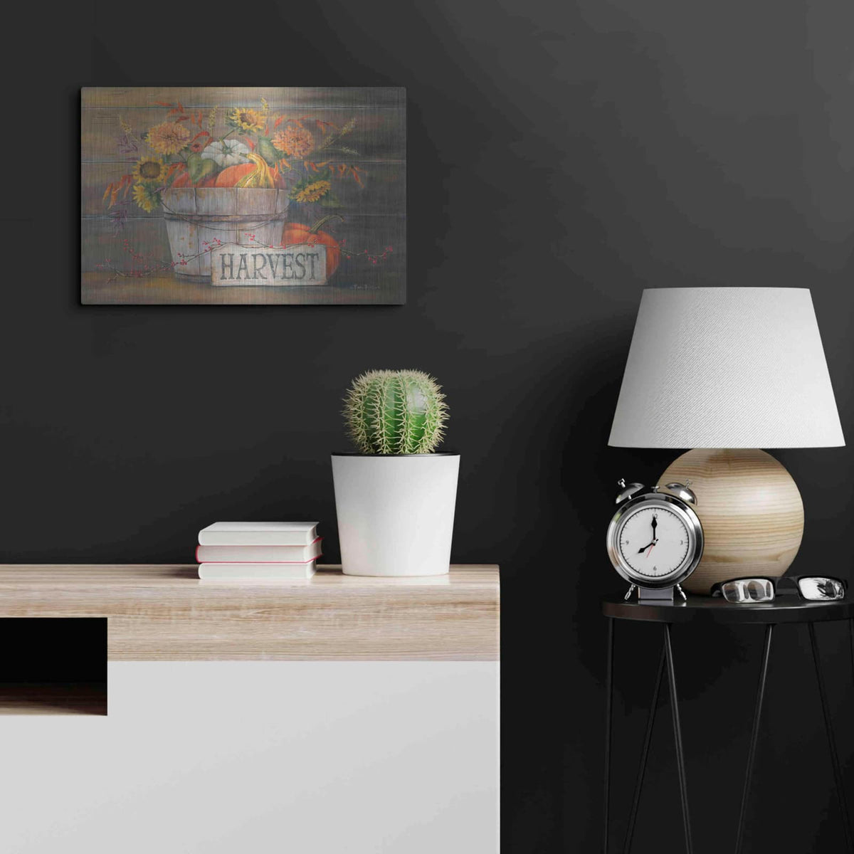 'Fall Harvest Bucket' by Pam Britton – Metal Wall Art, 24x16 room view