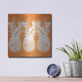 'Orange Pineapples' by Linda Woods – Metal Wall Art, 12x12 room view