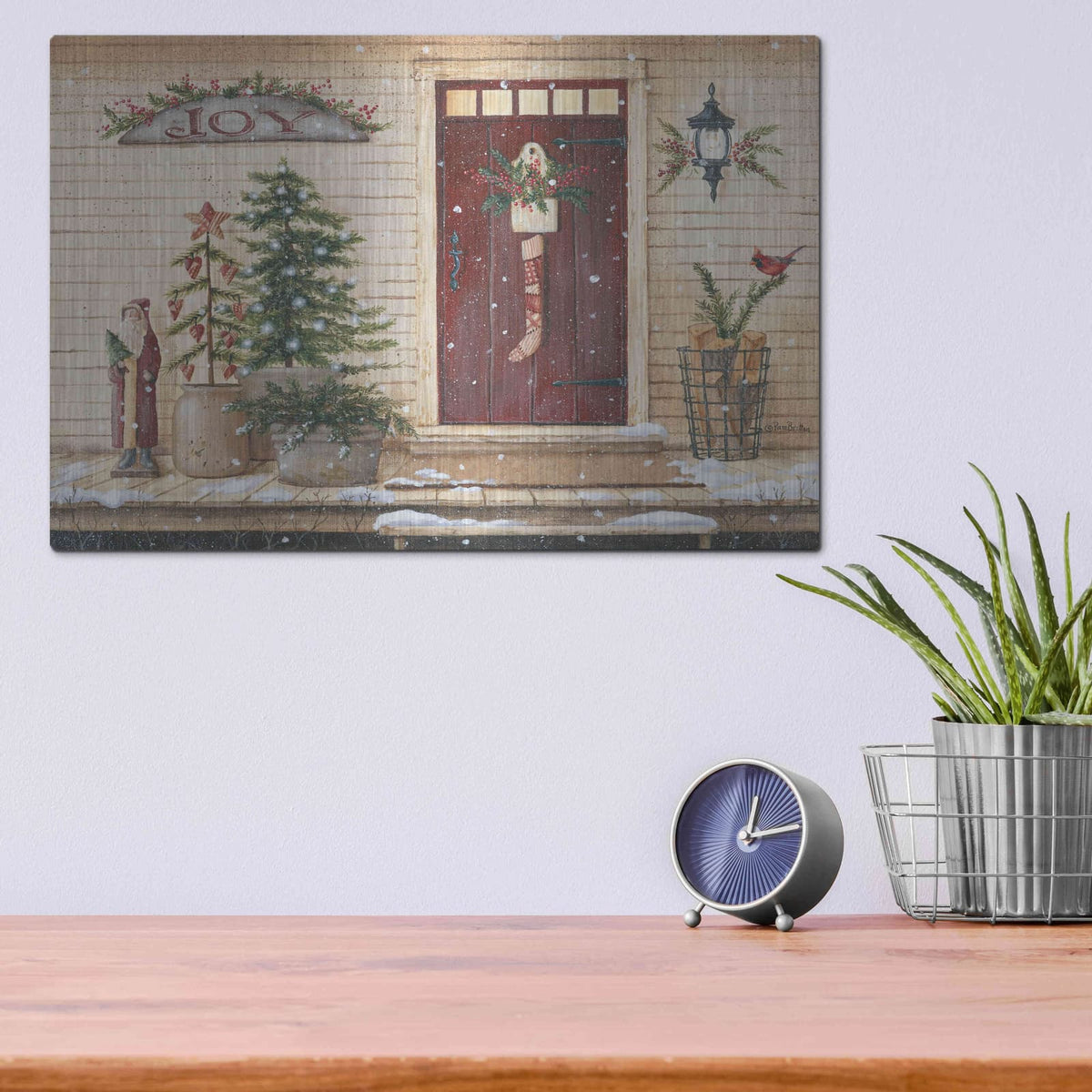 'Folk Art Santa Porch' by Pam Britton – Metal Wall Art, 16x12 room view