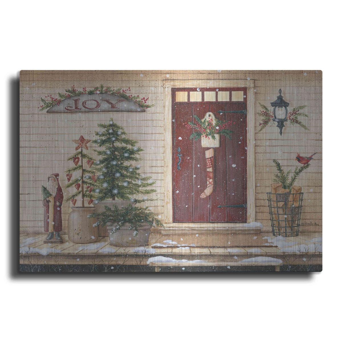 'Folk Art Santa Porch' by Pam Britton – Metal Wall Art