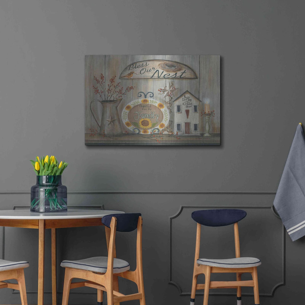 'Bless Our Nest Country Shelf' by Pam Britton – Metal Wall Art, 36x24 room view