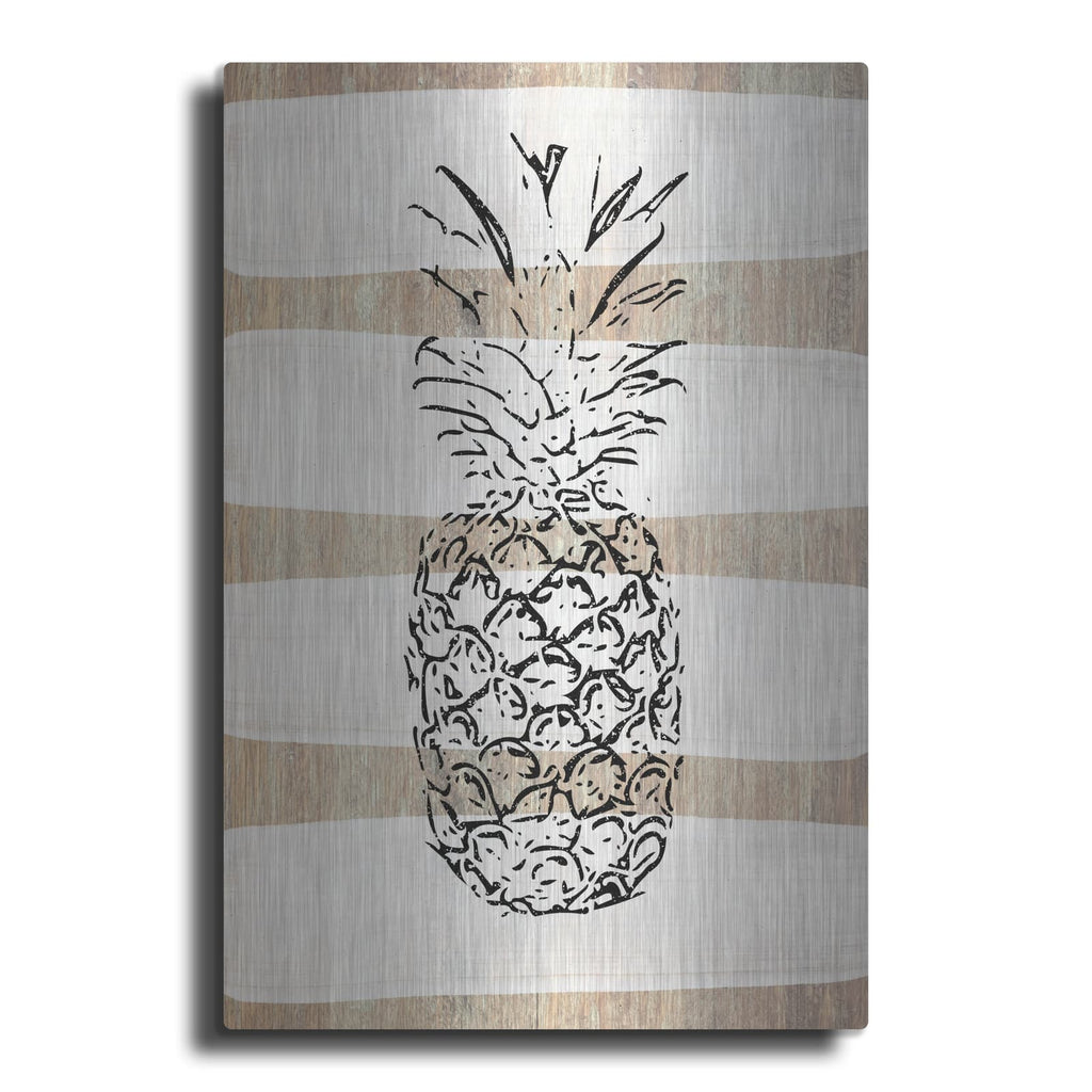 'Simple Stripes Pineapple' by Linda Woods – Metal Wall Art